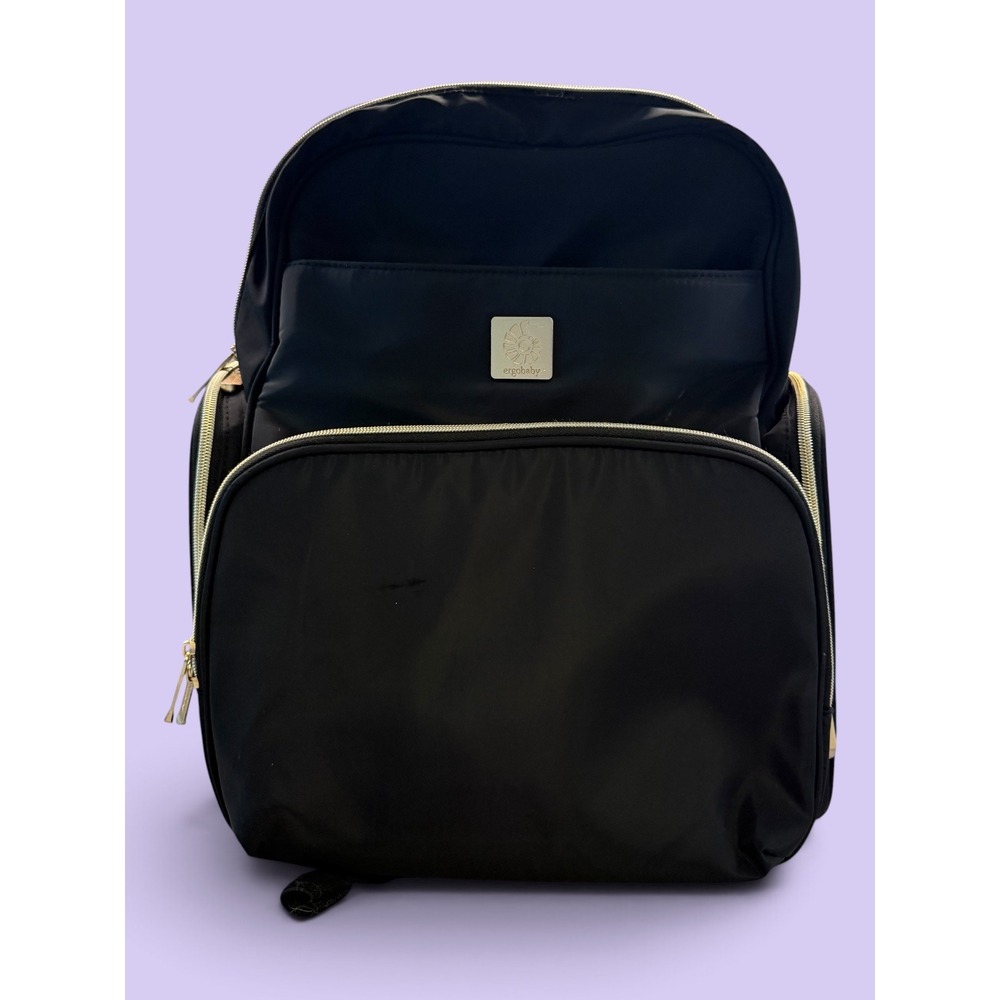 Ergobaby Large Capacity Diaper Bag Backpack Black Nylon Insulated Side Pockets